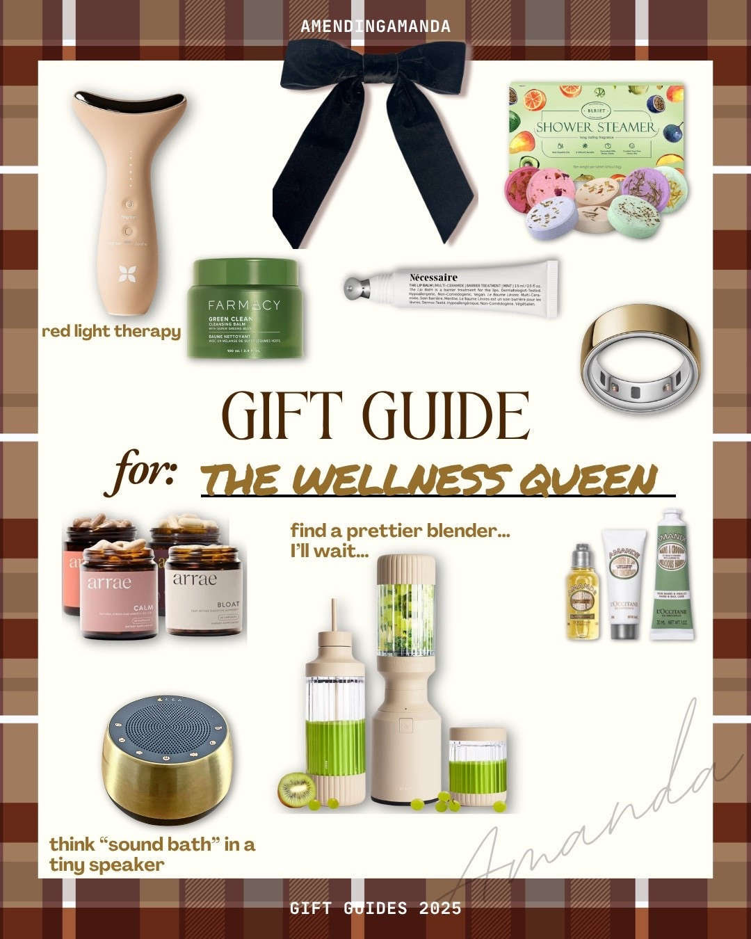 Gift Guide for the Wellness Queen 🥗

Red light, spa set, supplements, sound machine, kitchen, oura, skincare, self care 

#LTKfitnessgoals #LTKGiftGuide #LTKCyberWeek