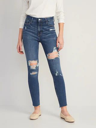 Extra High-Waisted Rockstar 360&#xB0; Stretch Ripped Super Skinny Jeans for Women | Old Navy (US)