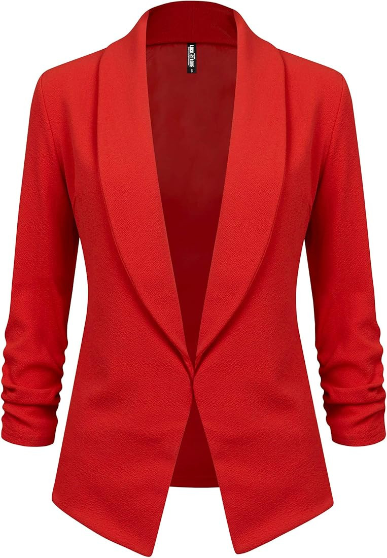 Women 3/4 Sleeve Blazer Open Front Cardigan Jacket Work Office Blazer | Amazon (US)