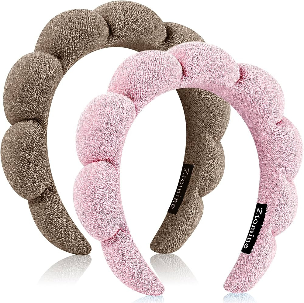 Spa Headbands, Set of 2, Terry Cloth Headband Face Wash Headband Combo Pack - Puffy Makeup Headba... | Amazon (US)