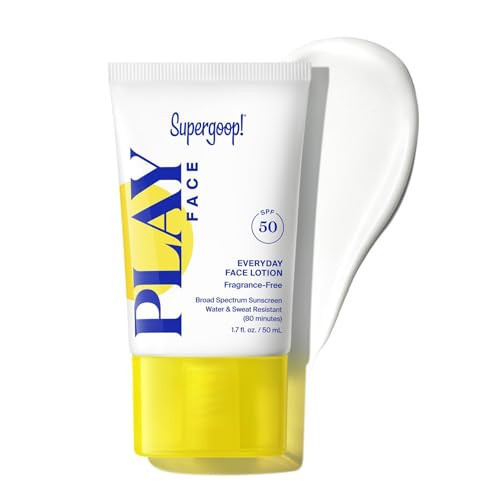 Supergoop! PLAY Everyday Face Lotion SPF 50 - Lightweight, Non-Greasy Formula - Natural Finish - Fragrance Free - Water & Sweat Resistant - All Skin Types - 1.7 fl oz | Amazon (US)