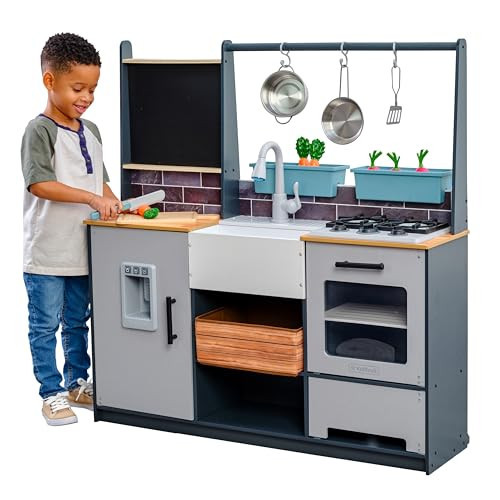 KidKraft Wooden Farm to Table Play Kitchen with EZ Kraft Assembly™, Lights & Sounds, Ice Maker and 17 Accessories | Amazon (US)