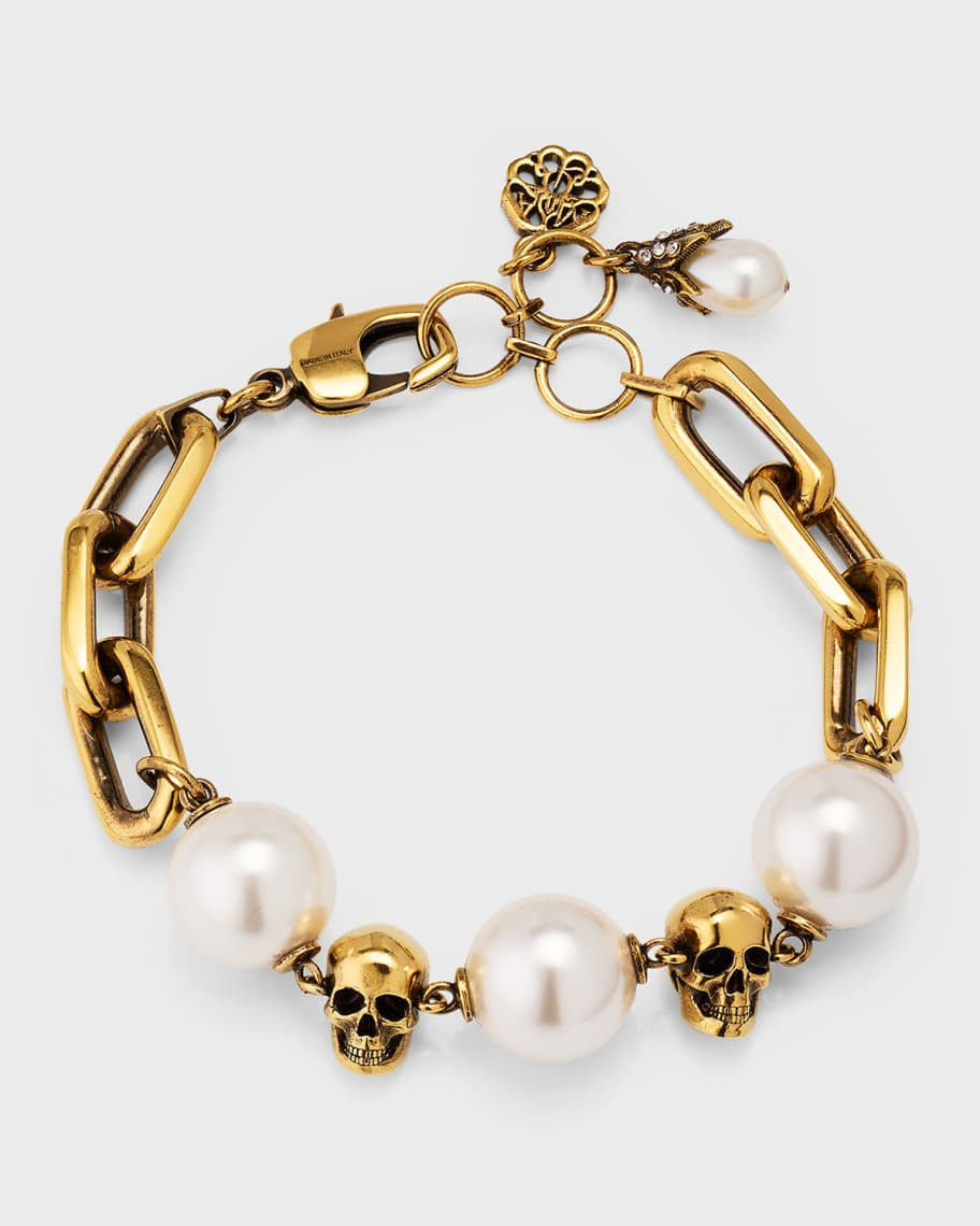 Pearly Chain and Skull Bracelet | Neiman Marcus