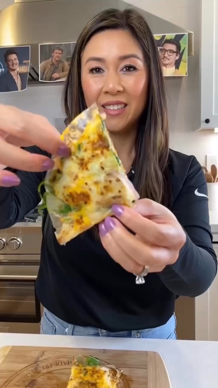 I made a Vietnamese Breakfast Pizza with rice paper, chili oil, spinach, onions and cheese!

#LTKfindsunder100 #LTKhome