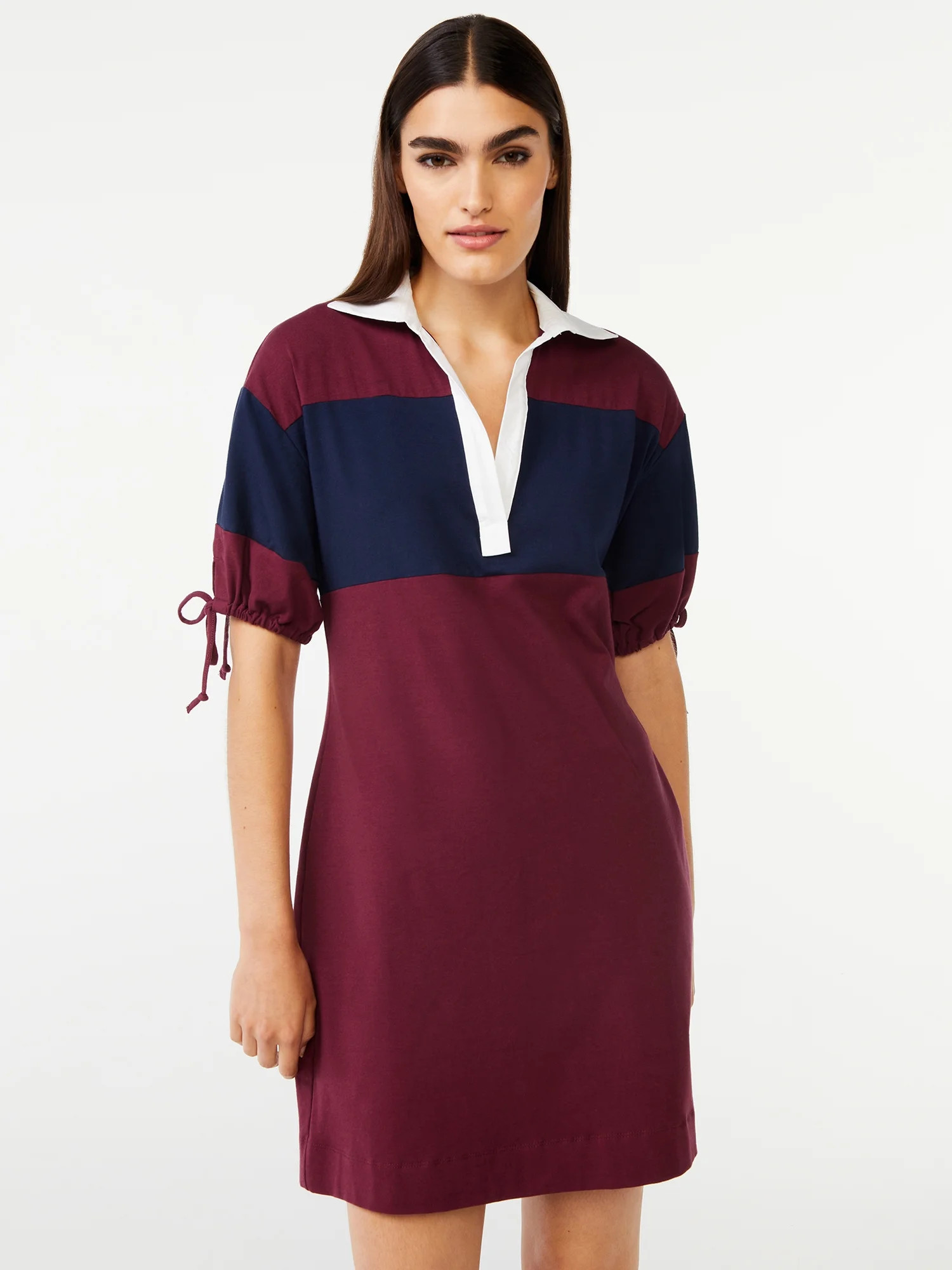 Free Assembly Women's Polo Mini Dress with Tie Sleeves | Walmart (US)