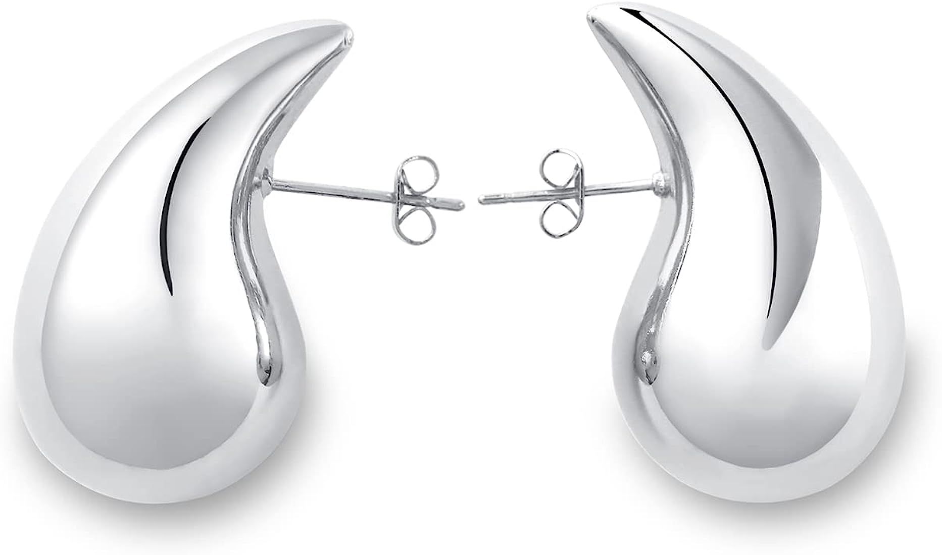 22/32/47mm Chunky Gold Hoop Earrings for Women | Lightweight Tear Drop Earrings | Gold Drop Earrings | Amazon (US)