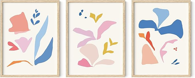 HAUS AND HUES Floral Wall Art with Frame - Set of 3 Flower Pictures Decor, Colorful Botanical Art... | Amazon (US)