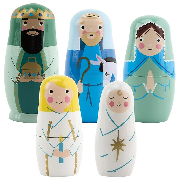 Lillian Vernon Nativity Nesting Dolls, Matryoshka, Religious Christmas Décor, Table Decorations ... | Walmart (US)
