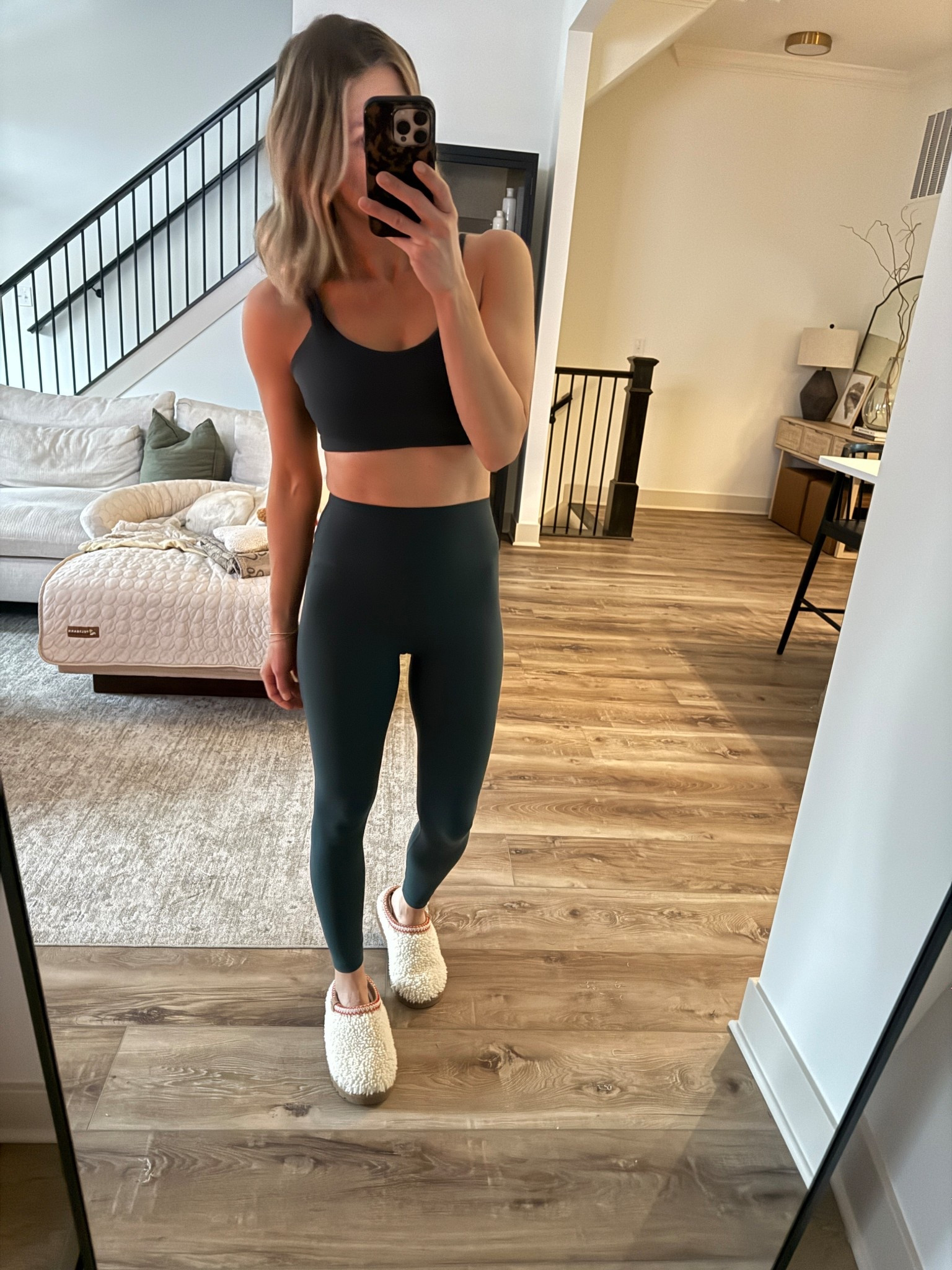 Wearing XS leggings, medium sports bra, slippers tts 

#LTKFindsUnder50 #LTKActive #LTKOver40