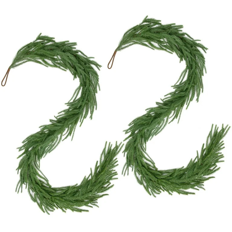 Scidweet 2 Pcs Christmas Garlands Decorations, 12 ft Real Touch Artificial Norfolk Pine Christmas... | Walmart (US)
