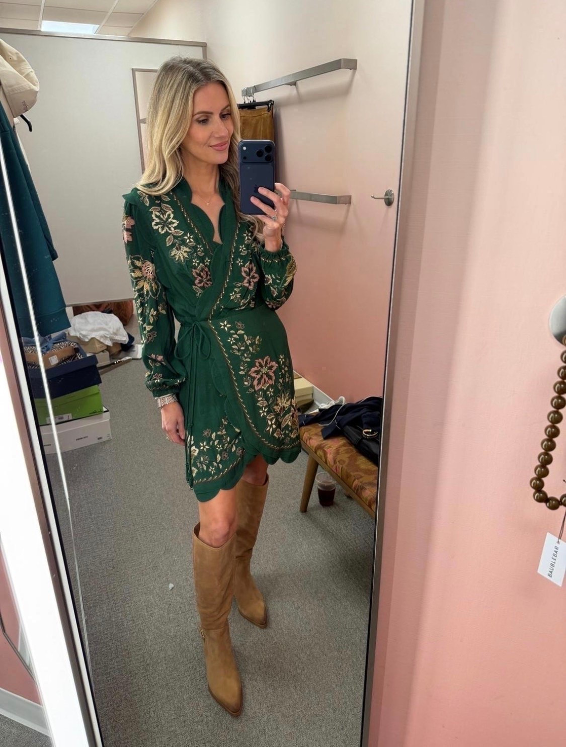 This green floral wrap dress is one of those pieces that instantly feels like fall. I love it paired with suede knee-high boots for everything from family photos to fall weddings and date nights. If you’re shopping the Nordstrom Anniversary Sale, this is a dress you’ll wear well beyond one season.

#LTKootd #LTKgrwm