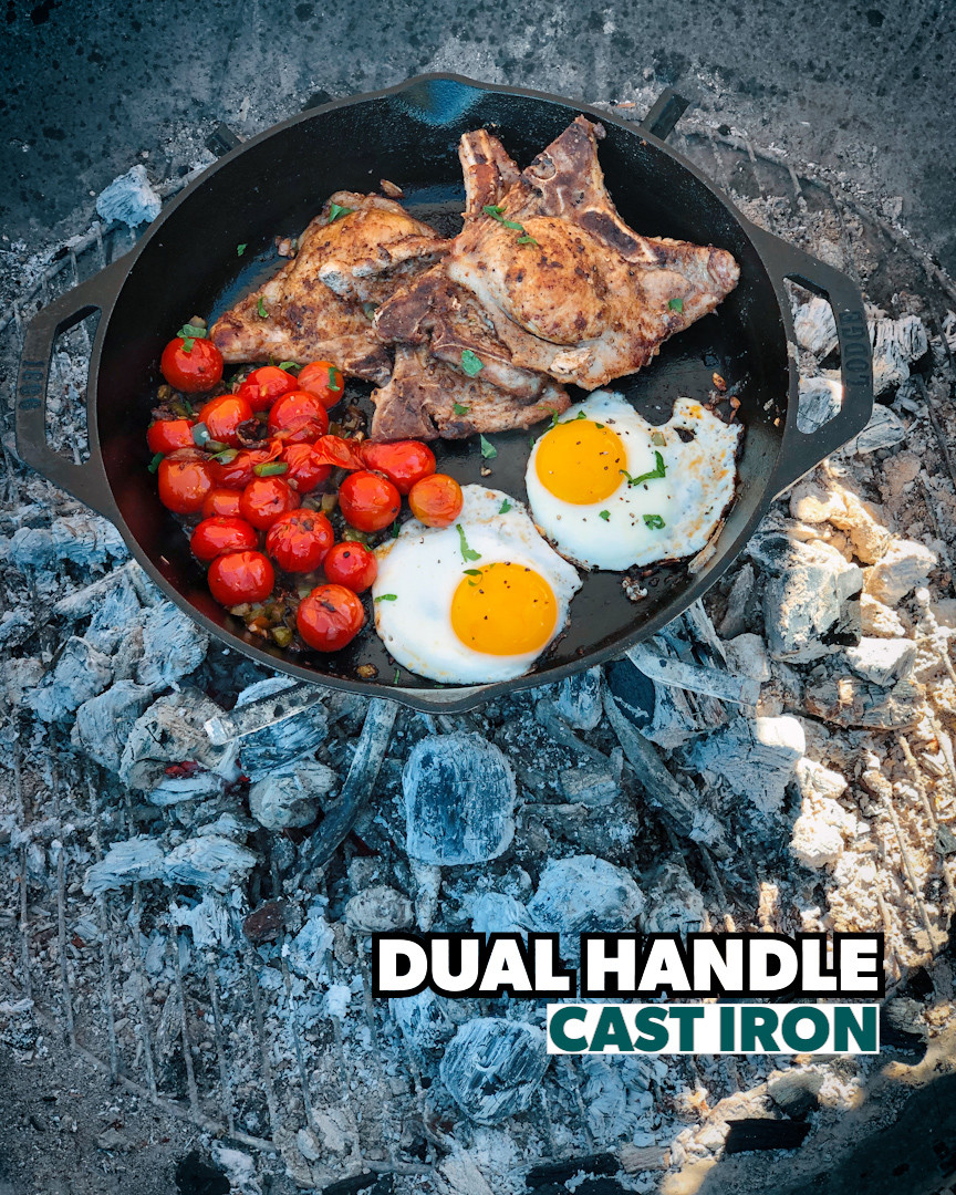 When cooking over an open fire, I love using dual handle skillets like this, instead of ones with long handles. #LTKBBQ #LTKOutdoors 

 #LTKHome