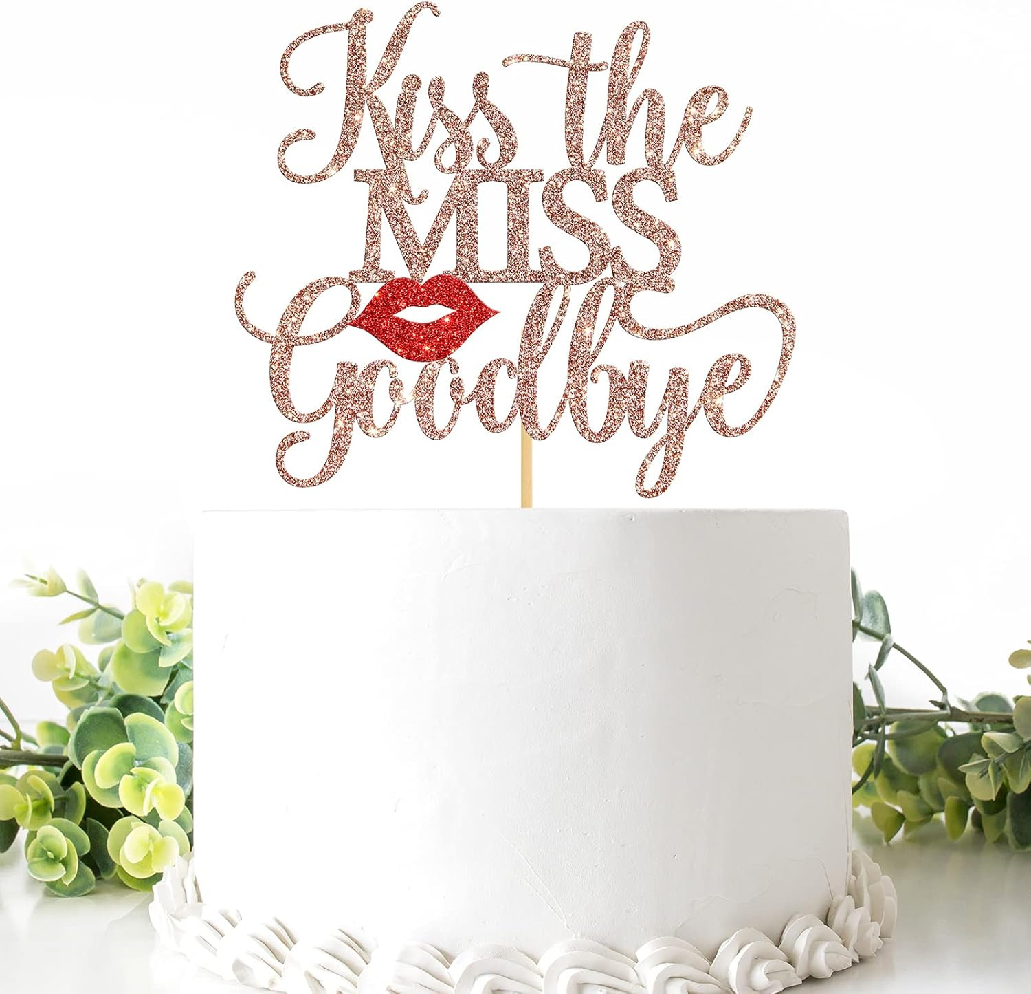 Kiss the Miss Goodbye Cake Topper, Bridal Shower, Engagement Wedding Party Supplies, Miss to Mrs,... | Amazon (US)