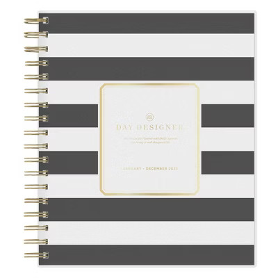 Day Designer 2025 Daily/Monthly Planner 10.16"x9.49" Wirebound Rugby Stripe Black: Adult Calendar, Tabs, Paper 8x10 | Target