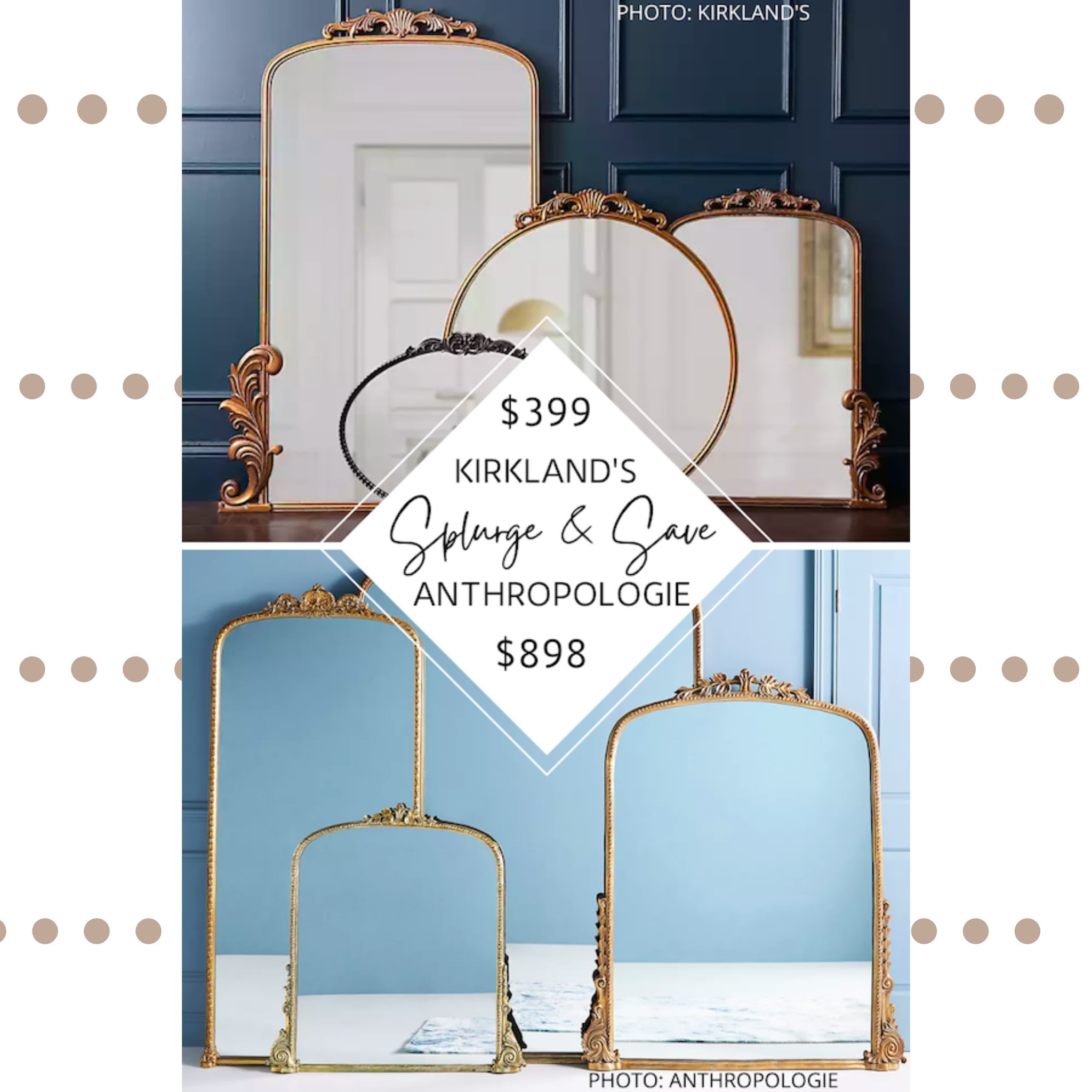 🚨Updated Find🚨 The Anthropologie Gleaming Primrose Mirror is a social-media-famous mirror that you’ve likely spotted on Pinterest, Instagram, YouTube, and in magazines.  It comes in multiple sizes (including a floor version), has a vintage-inspired design with scroll edges, is made of resin, iron, and engineered hardwood, and comes in white, black, silver, gold, and verdegris.

I looked all over the internet and found vintage-inspired arched scroll mirrors in multiple sizes and colours.  They all have a french provincial design, feature an arched shape, have ornate garland details along the edges, and come in a variety of sizes and colours. 

#gleamingprimrose #anthropologie #sale #salealert #deal #anthropologiegleamingprimrose #decor #homedecor #mirror Anthropologie Gleaming Primrose sale. Vintage mirror. Vintage style mirror. Gold mirror. Gold scroll mirror. Anthropologie Gleaming Primrose discount. vintage-inspired mirror. Floor mirror. Fireplace mantle mirror. Wall mirror. #design #bedroom #livingroom #office #walldecor #discount #mirror Anthropologie gleaming primrose mirror dupe. Anthropologie dupes. Anthropologie mirror dupe. Anthropologie floor mirror dupe. Anthropologie gleaming primrose mirror dupe  

#LTKFind #LTKhome #LTKSale