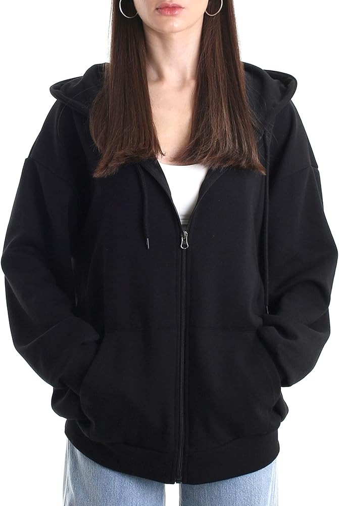 Women's Casual Full-Zip Hooded Lightweight Long Sleeve Sweatshirt | Amazon (US)