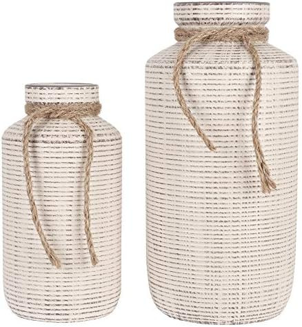 Amazon.com: TERESA'S COLLECTIONS Ceramic Decorative Vase, Rustic Farmhouse Vases for Home Decor, ... | Amazon (US)