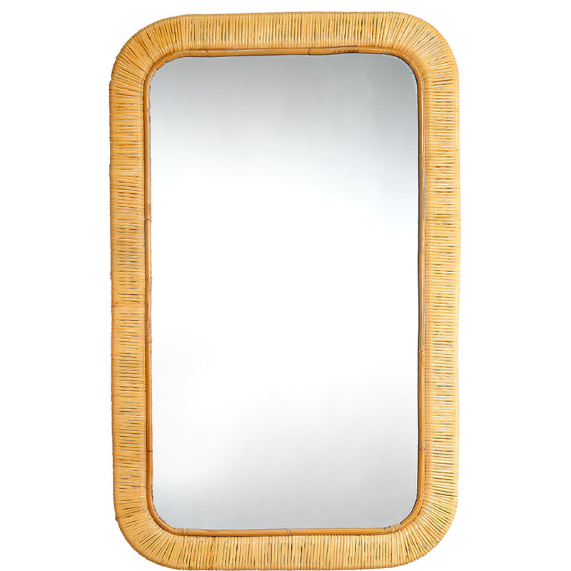 Rattan Rectangle Mirror - Brown, Glass | The Company Store | The Company Store