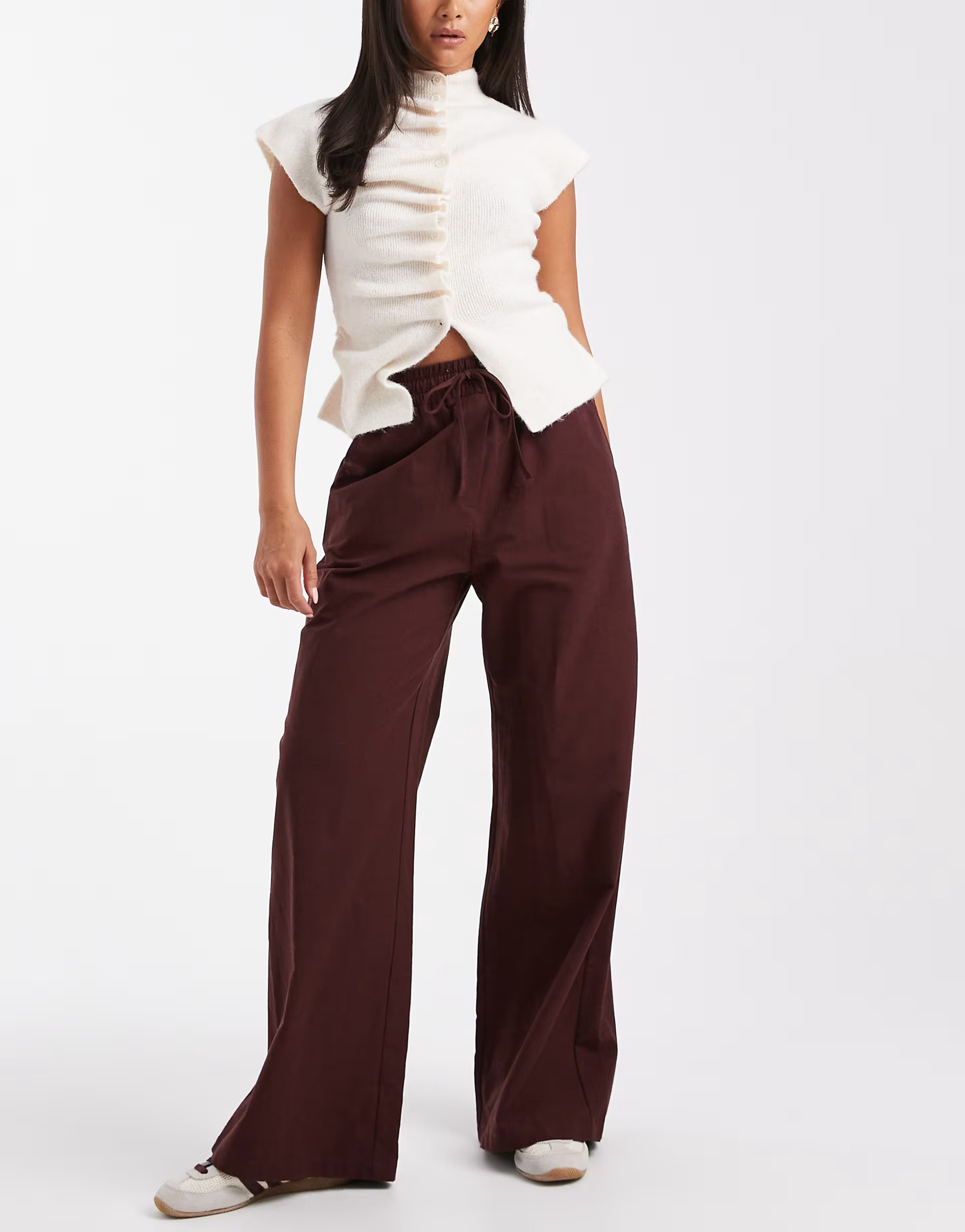 Miss Selfridge wide leg trouser in chocolate | ASOS (Global)