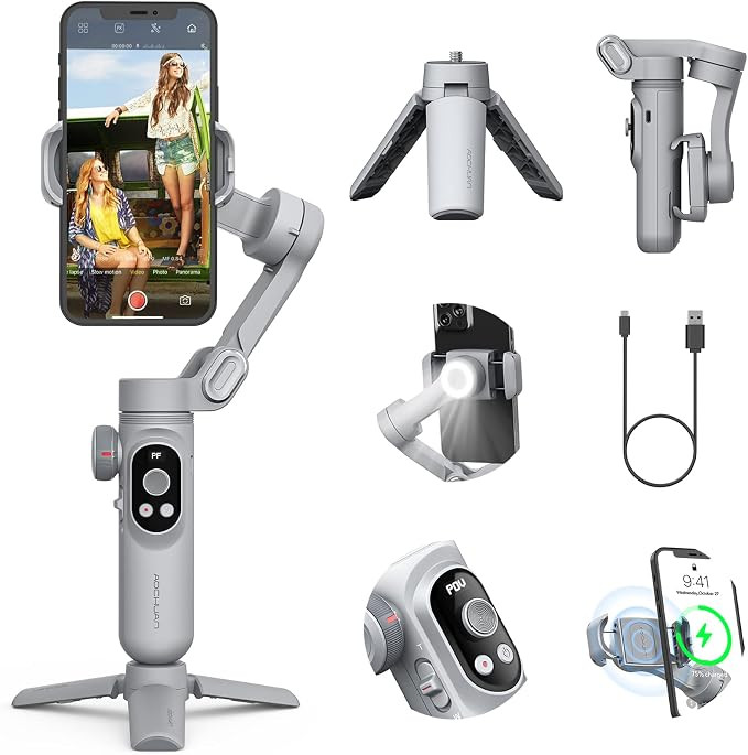 Professional Gimbal Stabilizer for Smartphone w/Wireless Charging OLED Display LED Light Focus Wh... | Amazon (US)