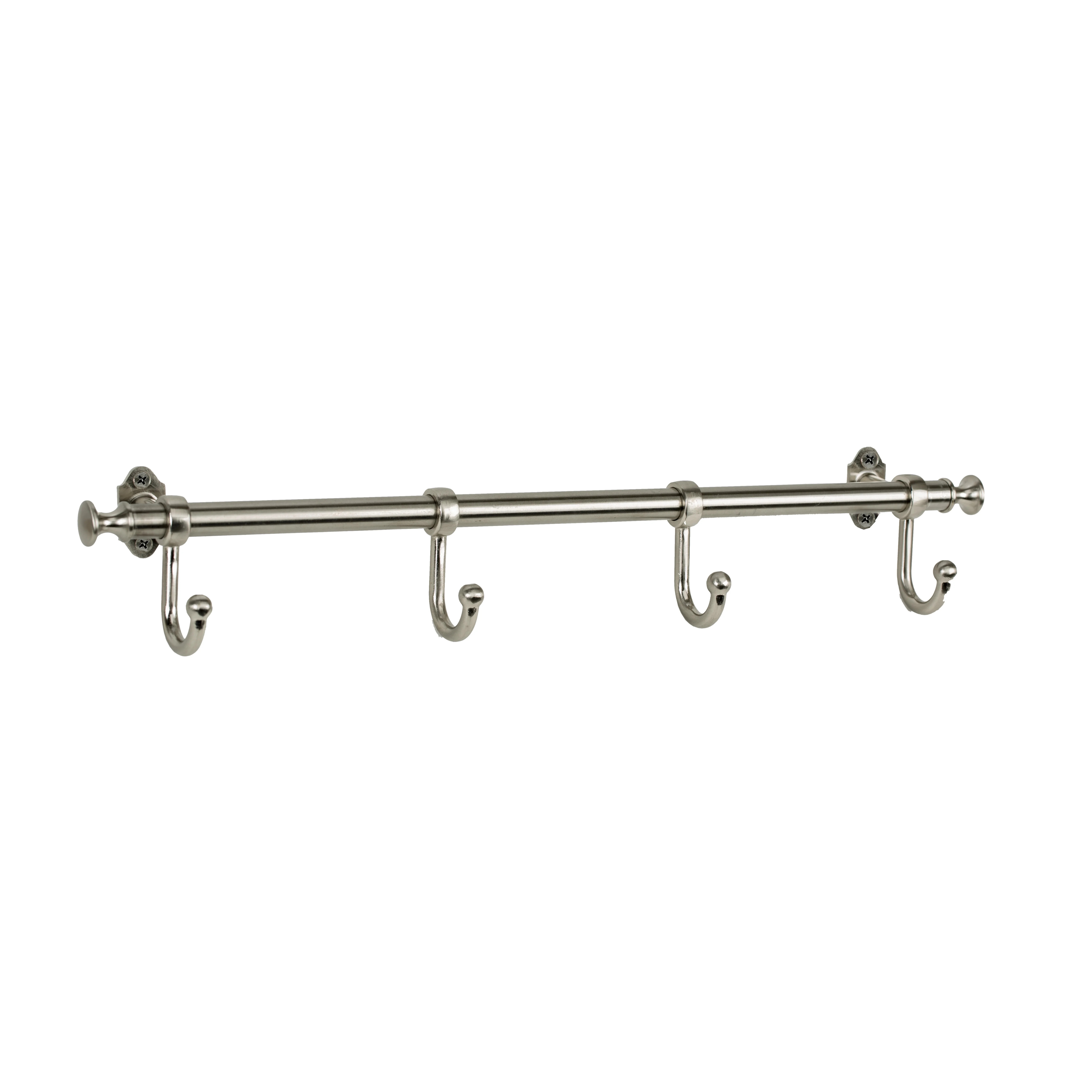 Better Homes & Gardens 18 in. Wall Mounted Metal Hook Rack, 4 Hooks, Satin Nickel | Walmart (US)