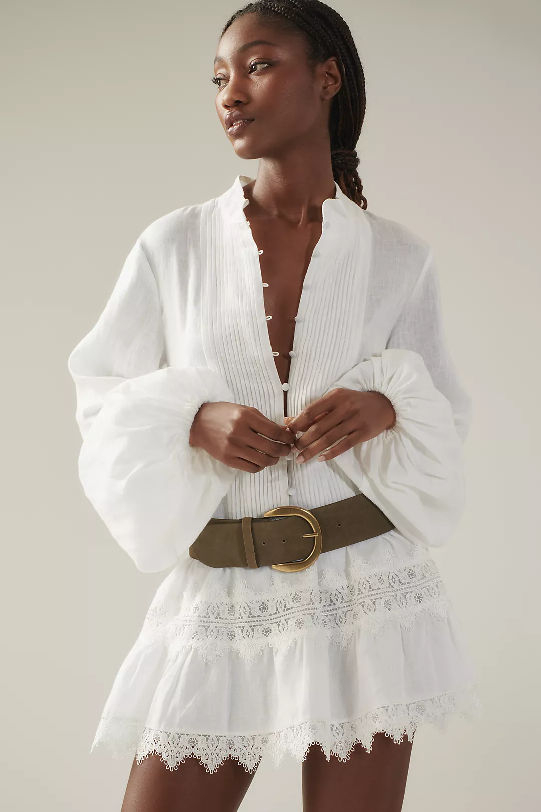 Bardot Antonia Long-Sleeve Lace Mini Dress | Anthropologie (US)