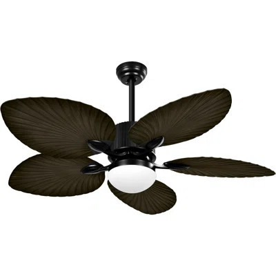 Tenisha 52" Tropical Ceiling Fan With LED Lights And Remote Control,5 Blades,6 Speeds,DC motor | Wayfair North America