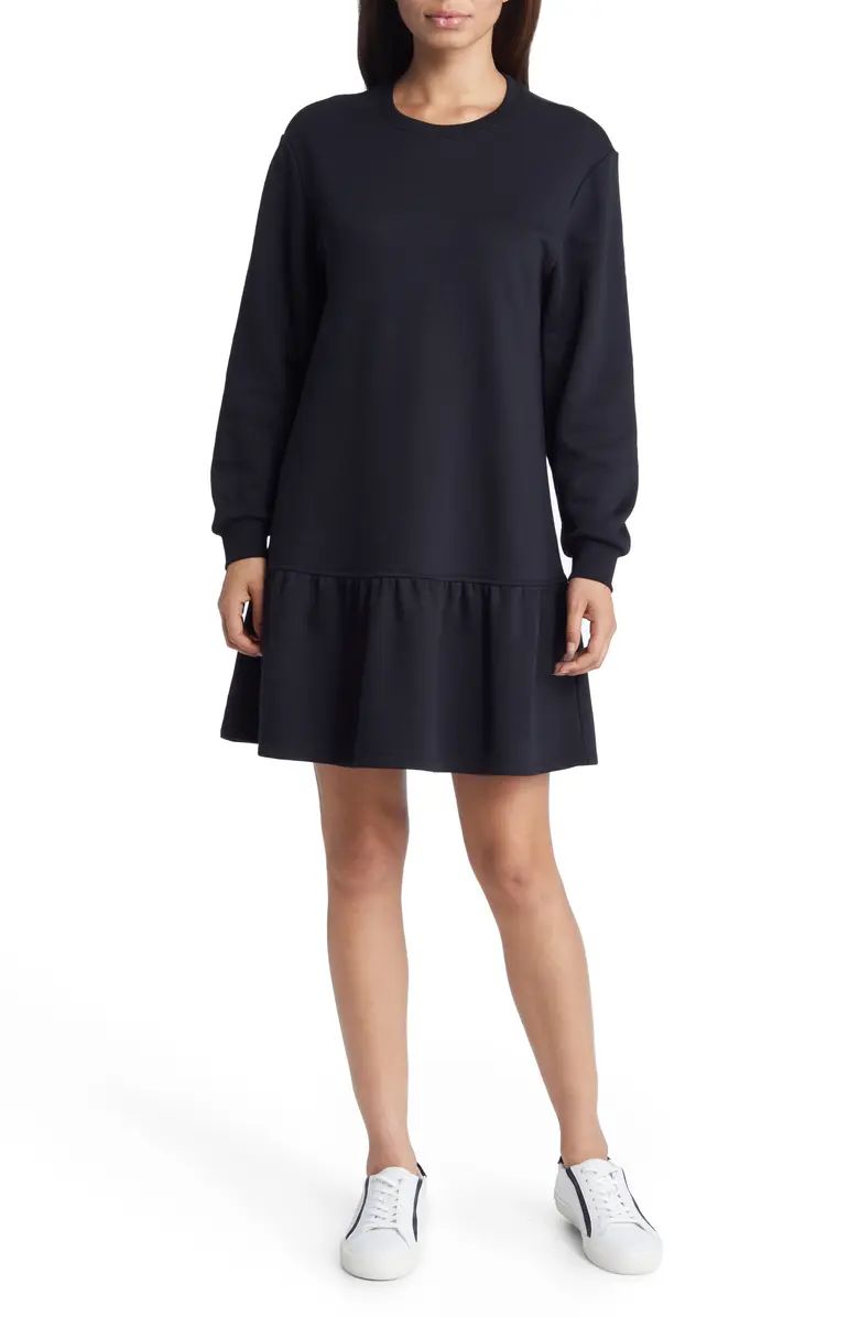 Caslon® Ruffle Hem Long Sleeve Sweatshirt Dress | Nordstrom | Nordstrom