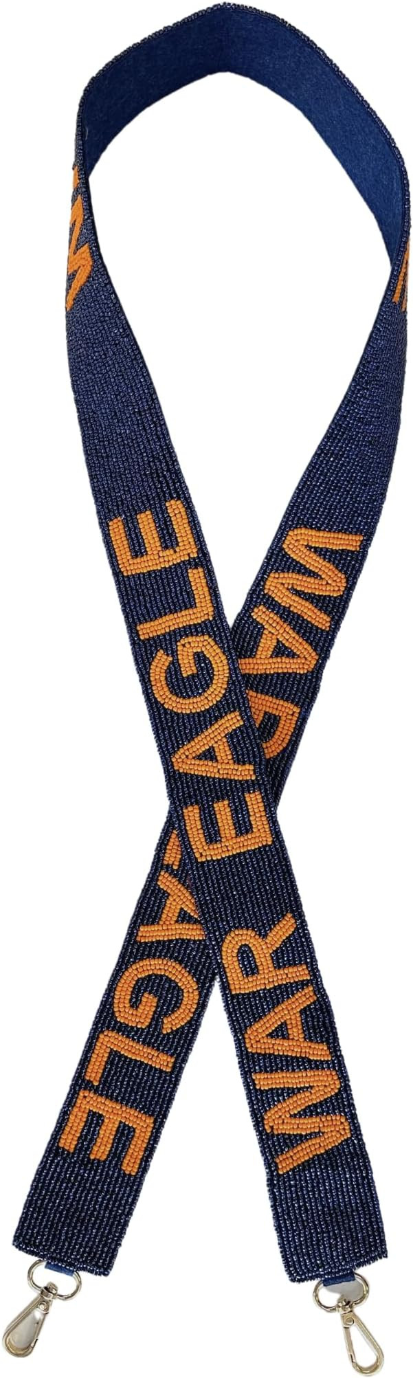 Navy with Orange Beaded Purse Strap 49” Football Clear Stadium Crossbody Game day Bag Stars | Amazon (US)