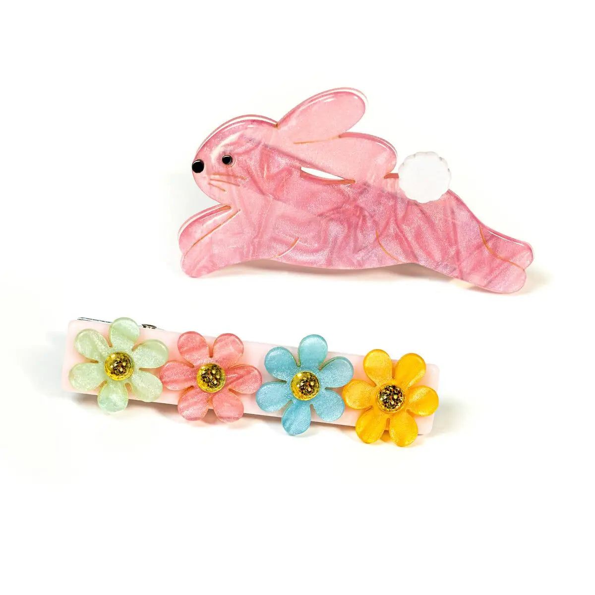 Lilies & Roses Hop Bunny Pink Satin Alligator Clips | JoJo Mommy