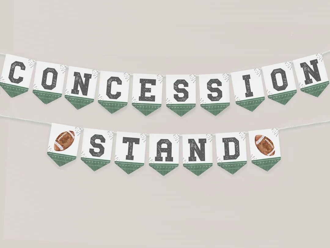 Concession Stand Banner Printable, Football Birthday Pennant Banner Instant Download, First Year ... | Etsy (US)