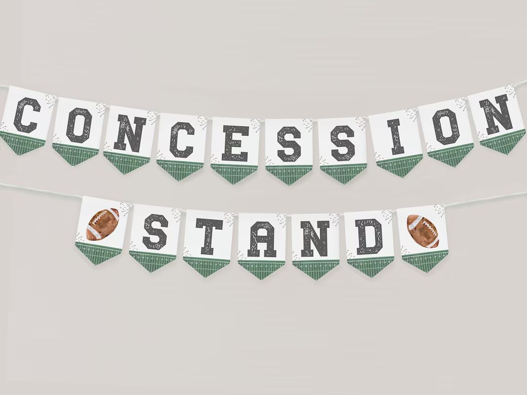Concession Stand Banner Printable, Football Birthday Pennant Banner Instant Download, First Year ... | Etsy (US)