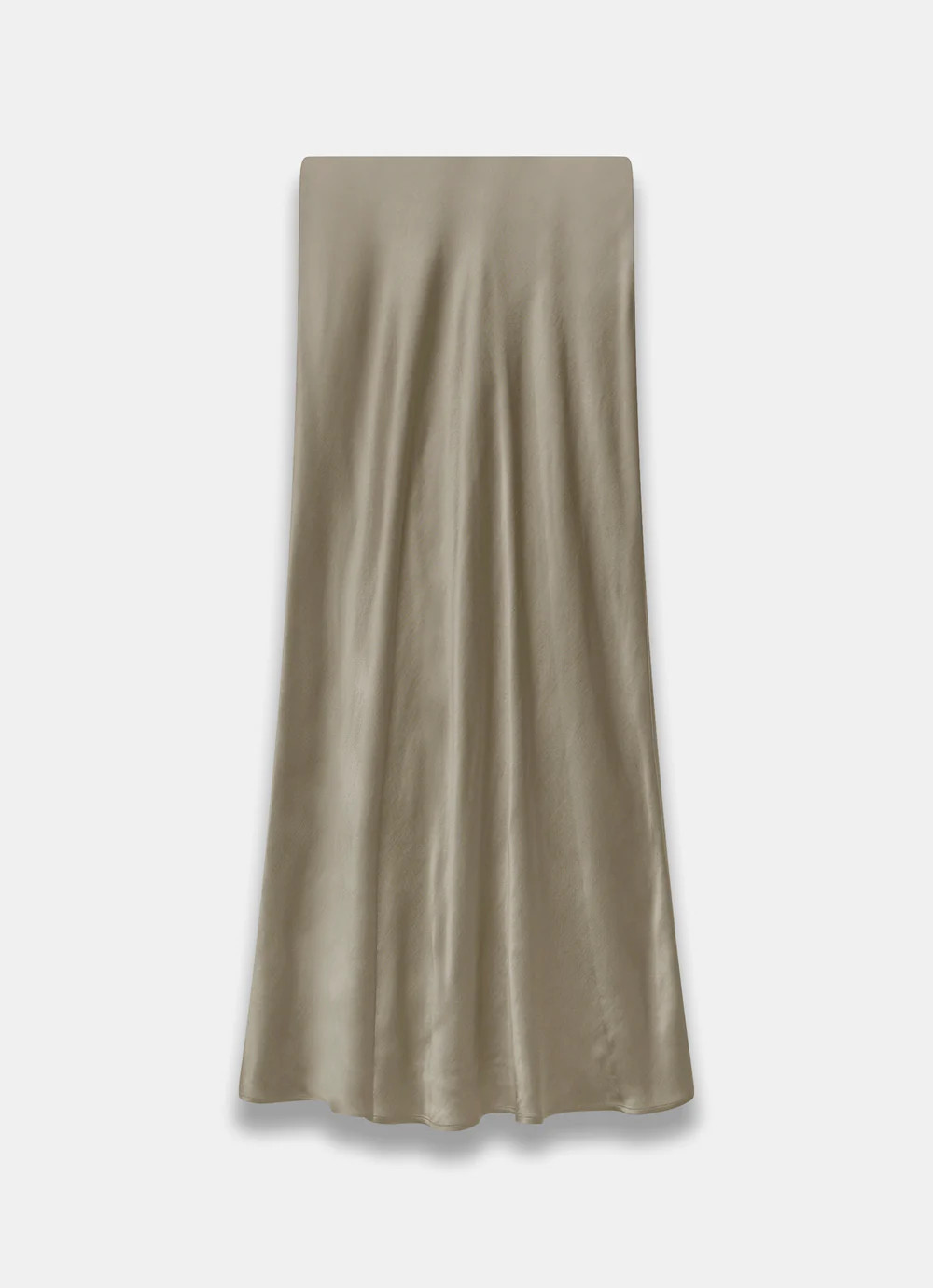 Khaki Satin Slip Midi Skirt | Mint Velvet