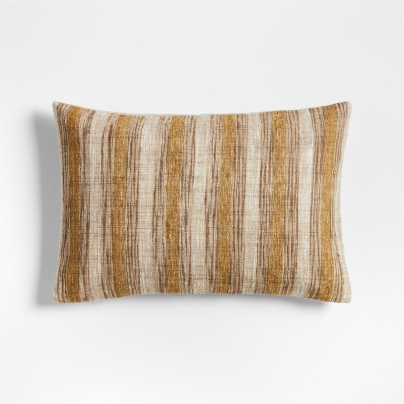 Riviera Stripe 24"x16" Savannah Yellow Throw Pillow Cover | Crate & Barrel | Crate & Barrel