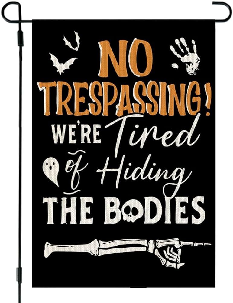 CROWNED BEAUTY Halloween Garden Flag 12x18 Inch Double Sided Burlap No Trespassing We're Tired of... | Amazon (US)