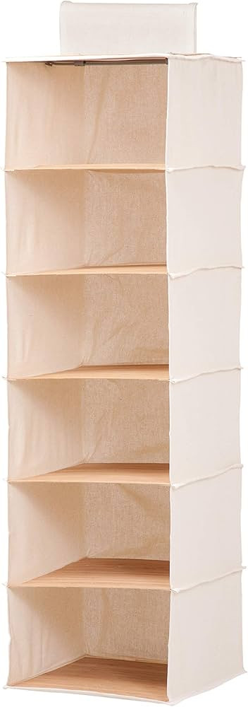 Honey-Can-Do SFT-01003 Hanging Closet Organizer, Bamboo/Canvas, 6-Shelf, 1.5 x 13 x 14.5 inches | Amazon (US)