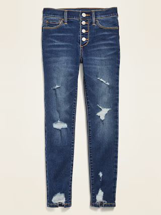High-Waisted Built-In Tough Button-Fly Rockstar Super Skinny Jeggings for Girls | Old Navy (US)