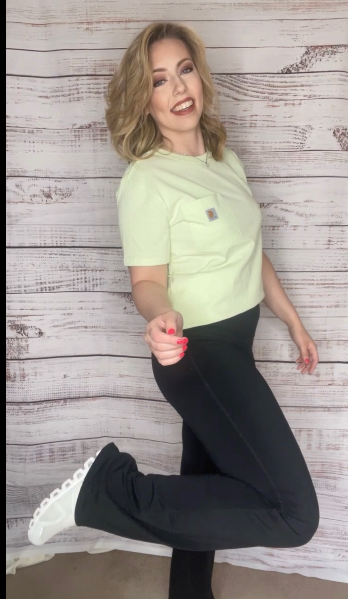 Comfy outfit flared leggings yoga pants pocket tee carhartt on cloud athleisure outfit inspo travel outfit belt bag

#LTKstyletip #LTKshoecrush #LTKsalealert