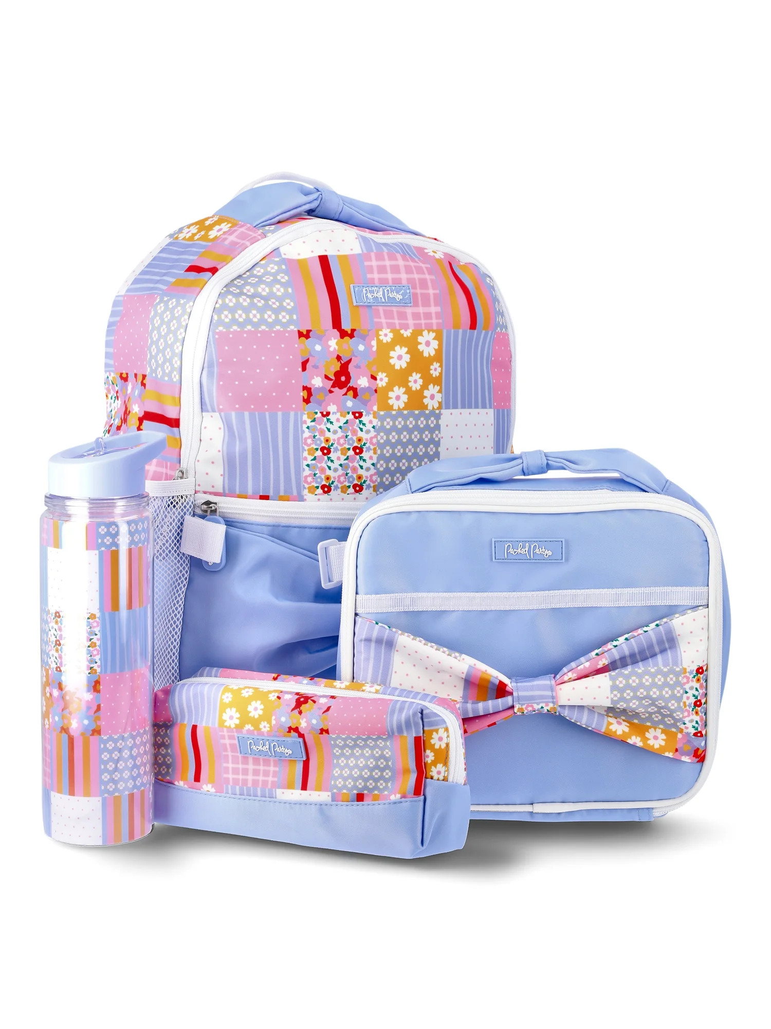 Packed Party Girls 17" Patchwork 4-Piece Backpack Set, Blue | Walmart (US)
