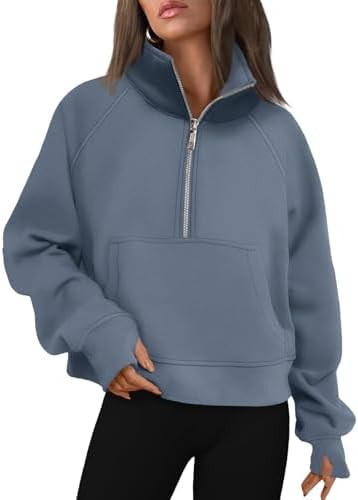 AUTOMET Womens Sweatshirts Half Zip Cropped Pullover Fleece Quarter Zipper Hoodies 2026 Fall Fash... | Amazon (US)