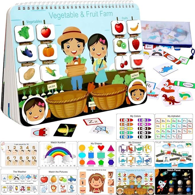 Busy Book for Kids, Montessori Toys for Toddlers, Autism Sensory Educational Toys, 12 Pages Toddl... | Amazon (US)