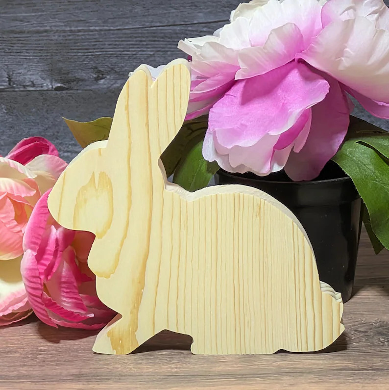 Unfinished Wood Bunny Cutout. Standing Easter Craft Shape. Blank Wooden Rabbit for painting. Rust... | Etsy (US)
