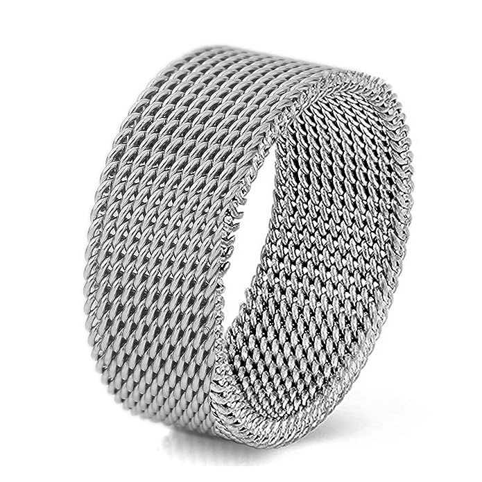 VQYSKO Woven Mesh Rings Stainless Steel Rings for Women Men Jewelry Size 6 to 10 | Amazon (US)