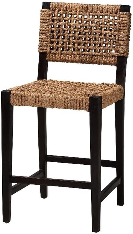 Baxton Studio Alise Modern Bohemian Dark Brown Mahogany Wood and Banana Fiber Counter Stool | Amazon (US)