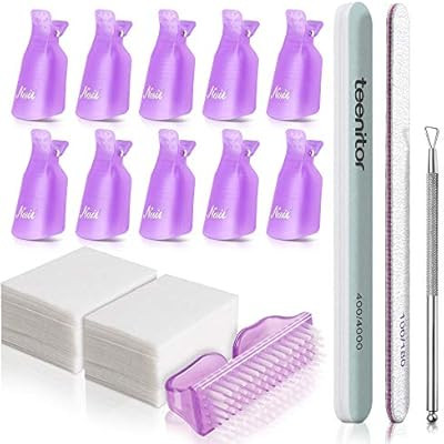 Teenitor Nail Polish Gel Remover Tools Kit with Nail Clips Nail Remover Pads Cuticle Pusher Nail ... | Amazon (US)