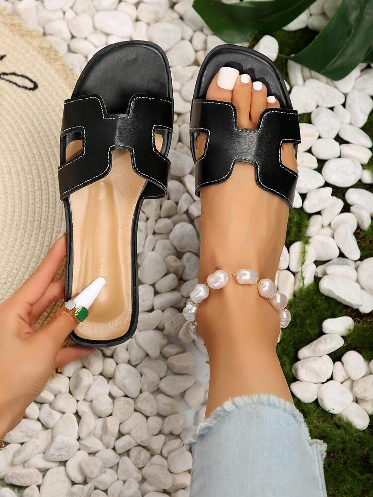 Women Cut Out Slide Sandals, Elegant Summer Flat Sandals
       
              
              $11... | SHEIN