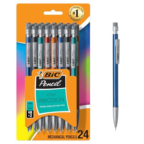 BIC Xtra-Precision Mechanical Pencils with Erasers, Fine Point (0.5mm), 24-Count Pack Mechanical Drafting Pencil Set | Amazon (US)