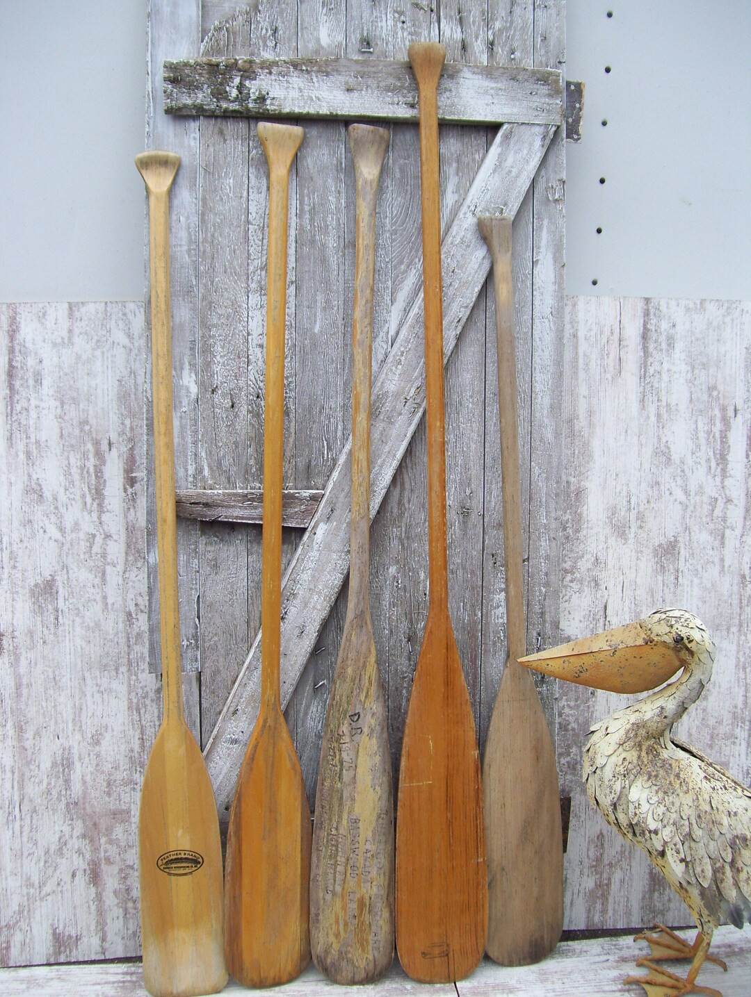 Vintage Wooden Canoe Paddle Feather Brand Beaver Paddles Rustic Beach Cabin Lakehouse YOUR PICK 8 | Etsy (US)