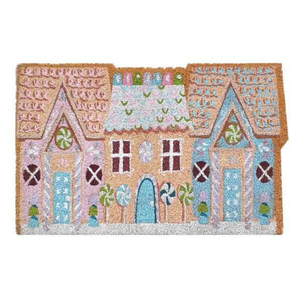 Mrs. Claus' Bakery Gingerbread House Shaped Coir Mat, 18x30 | At Home