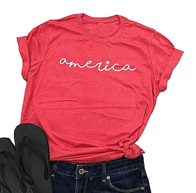 America Shirts for Women Cute Graphic Tee 4th of July T Shirts | Amazon (US)